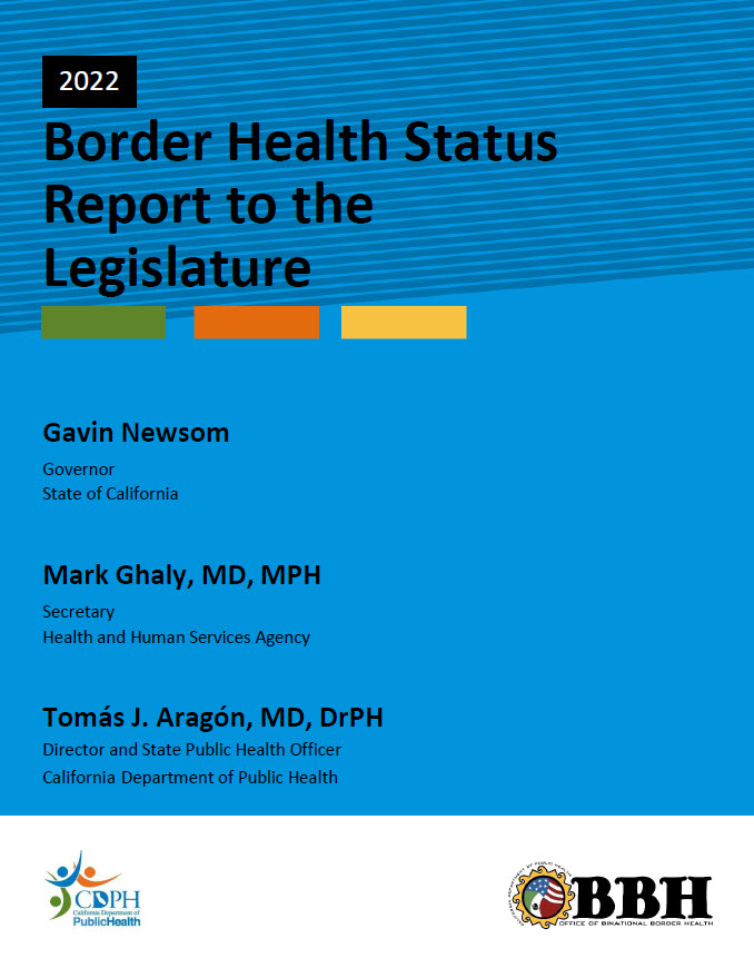 Page one of 2022 Border Health Status Report to the Legislature