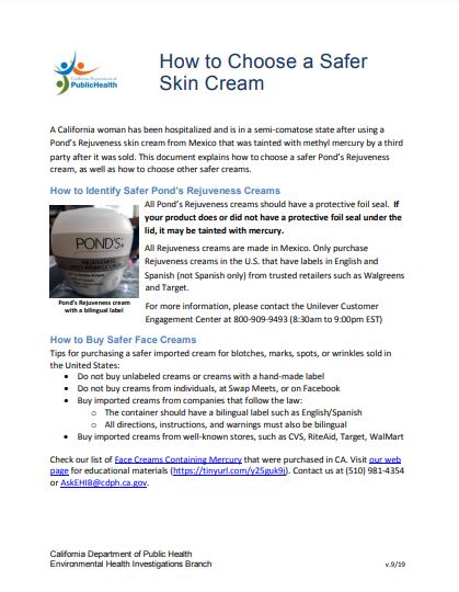 Choosing a Safer Cream Factsheet