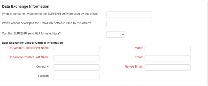 Image showing the data exchange information that is required.