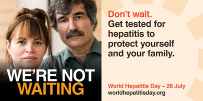 Man and woman in World Hepatitis Day ad