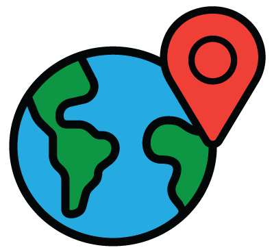 Globe with red location icon