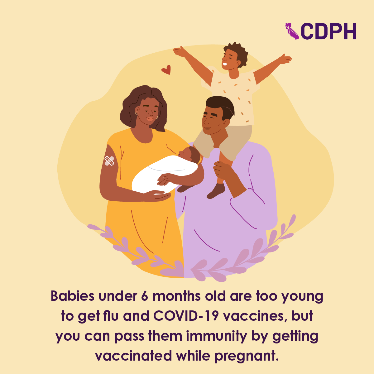 Babies under 6 months old are too young to get flu and COVID-19 vaccines, but you can pass them immunity by getting vaccinated.