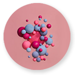 molecules in pink background molecules in pink background